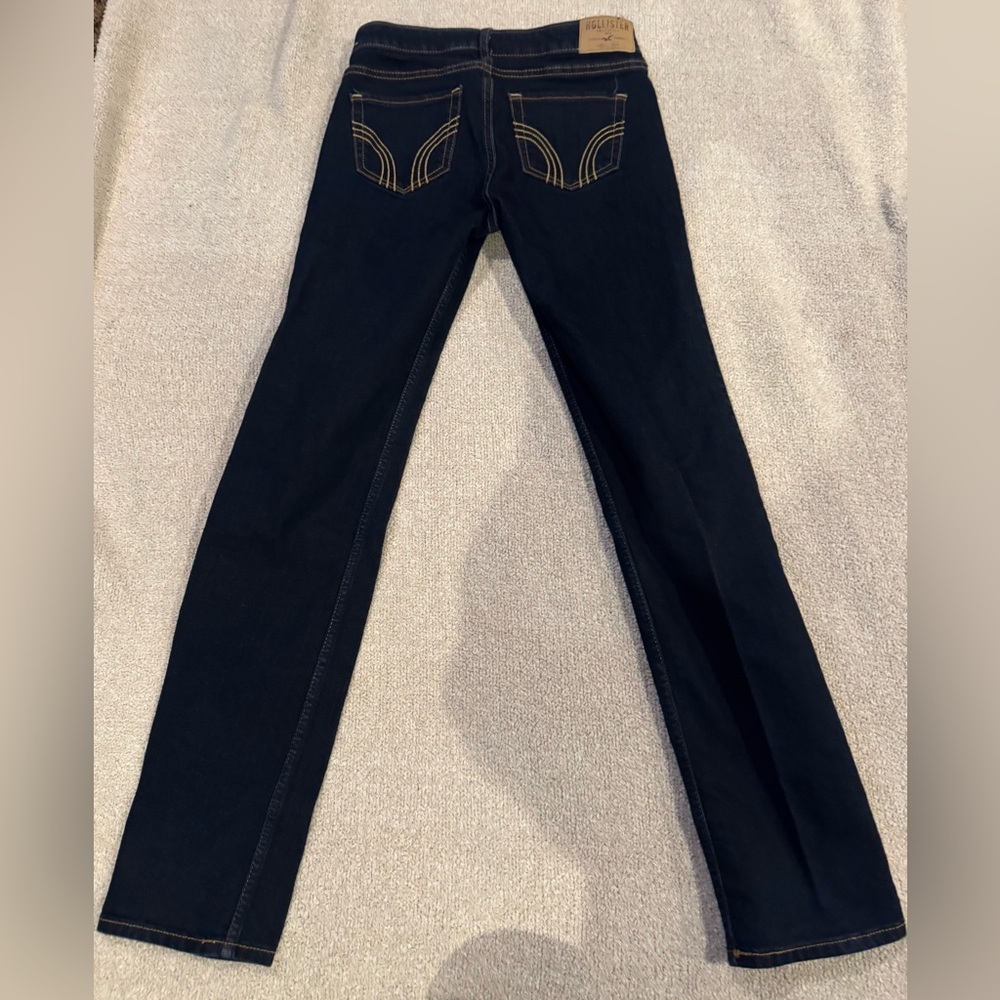 Hollister Navy Straight Leg Jeans Women's Minimalist Preppy Y2K - Picture 2 of 5